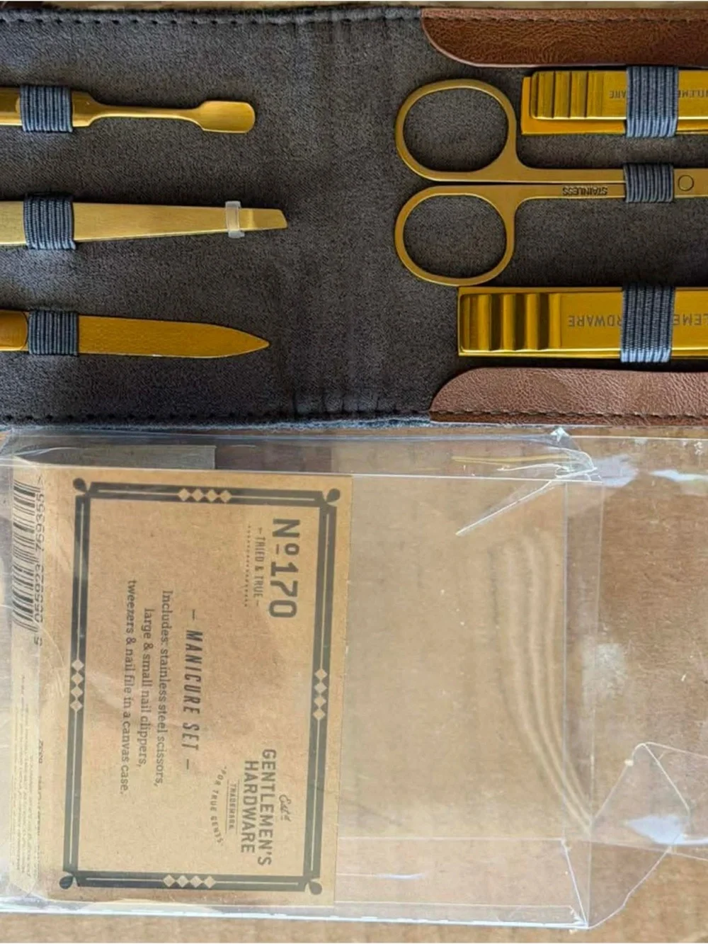 Gentlemen's Hardware No.170 Manicure Set - Brown & Gray Case